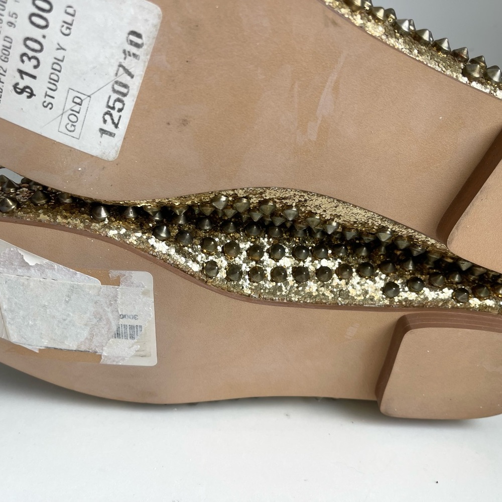 Steve Madden Studlyy Studded Gold Glitter Flats size 9.5 NWT - Picture 4 of 4